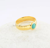 Tibetan Turquoise Ring-Round 5x5 mm-Sterling Silevr-Beautiful Ring-New Design-Gift for Her